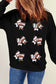 Black Rugby Bow Knot Graphic Crew Neck Sweatshirt