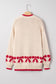 Bow Pattern Textured Open Front Baggy Cardigan
