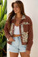 Ribbed Retro Floral Patchwork Shirt Style Jacket