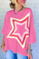 Moonlight Jade Colorblock Star Patched Half Sleeve Oversized Tee