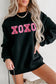 Black Valentine Shiny XOXO Letter Graphic Sweatshirt