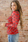 Red Game Day Football Mesh Sheer Long Sleeve Top