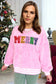 Pink Merry Letter Pattern Plush Pullover