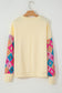 Apricot Ethnic Geometric Patchwork Long Sleeve Round Neck Top