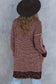 Rose Plaid Contrast Trim Casual Knit Long Cardigan