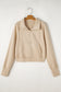 Brown Zip Up Stand Collar Thumbhole Sleeve Sweatshirt