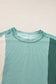 Apricot Pink Colorblock Crinkle Rib Round Neck T Shirt