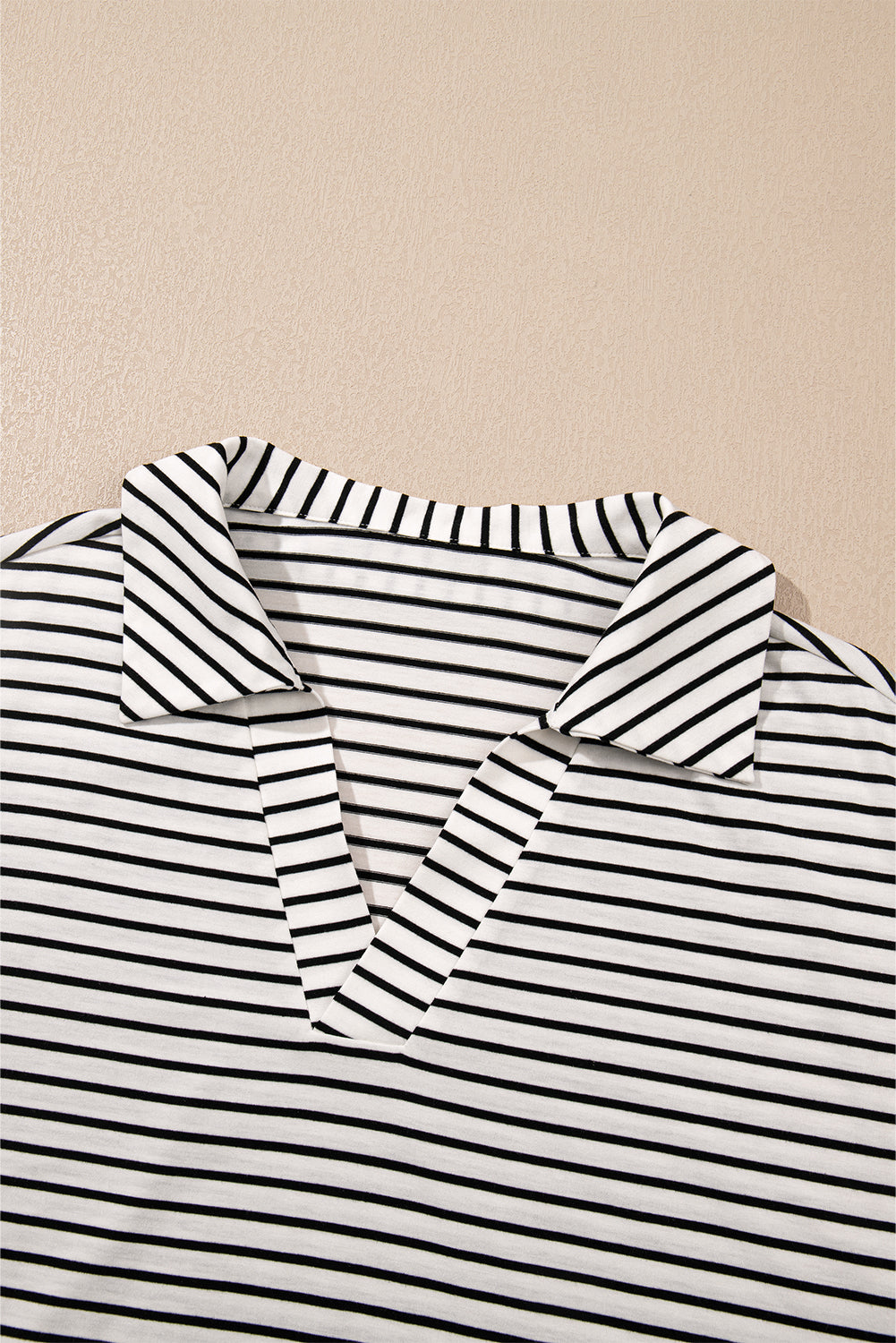 Black & White Striped V-Neck Lounge Set