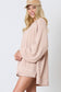 Corded Lantern Sleeve Pullover and Ruffle Mini Skirt Set