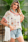 Delicacy Flowers Colorblock Edge Hollow Crochet Knit Top