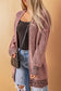 Rose Plaid Contrast Trim Casual Knit Long Cardigan