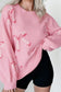 Pink Bow Jacquard Pullover Knitted Sweater