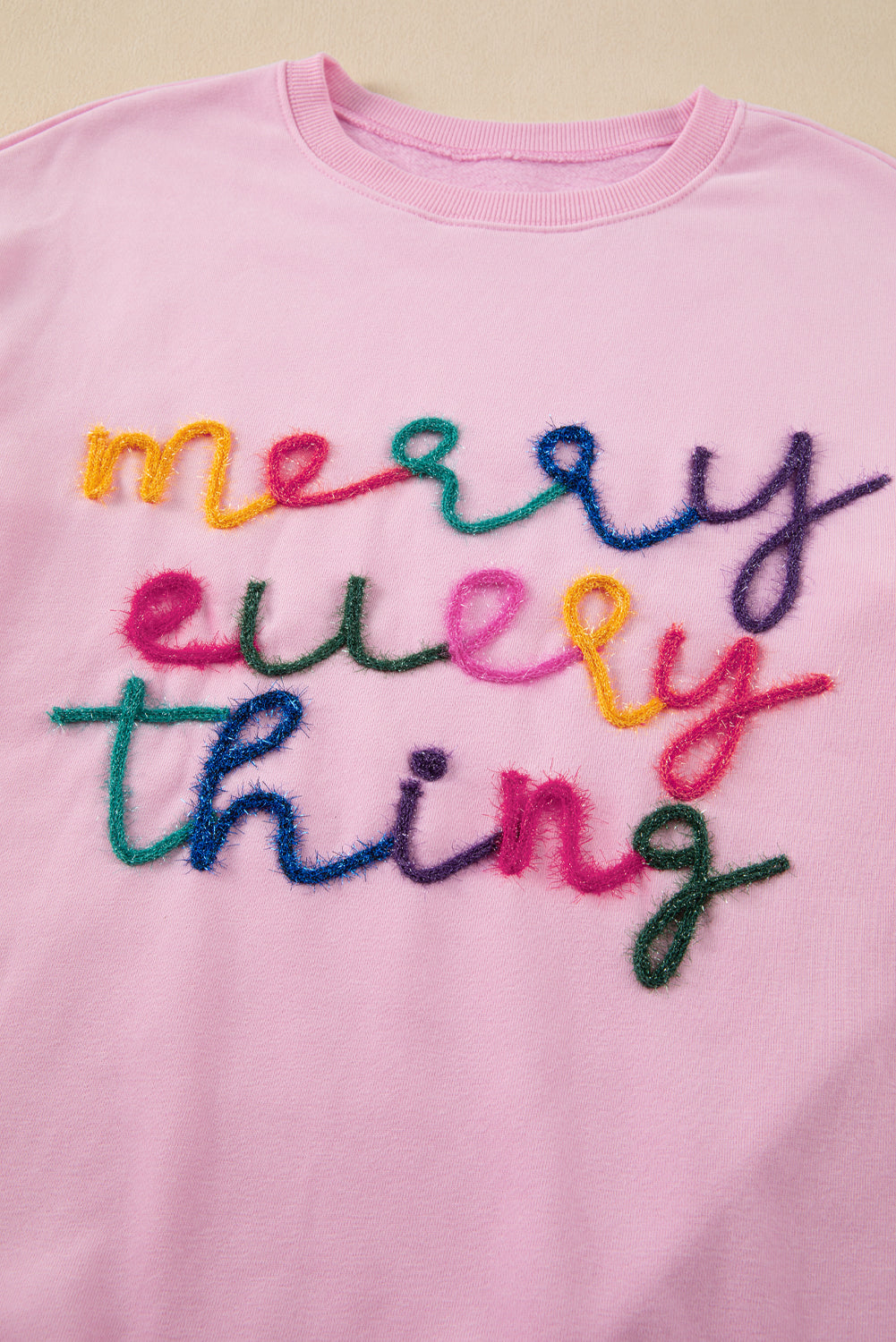 Pink Merry Every Thing Tinsel Slogan Sweatshirt