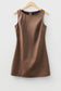Coffee Vegan Leather Sleeveless Mini Dress