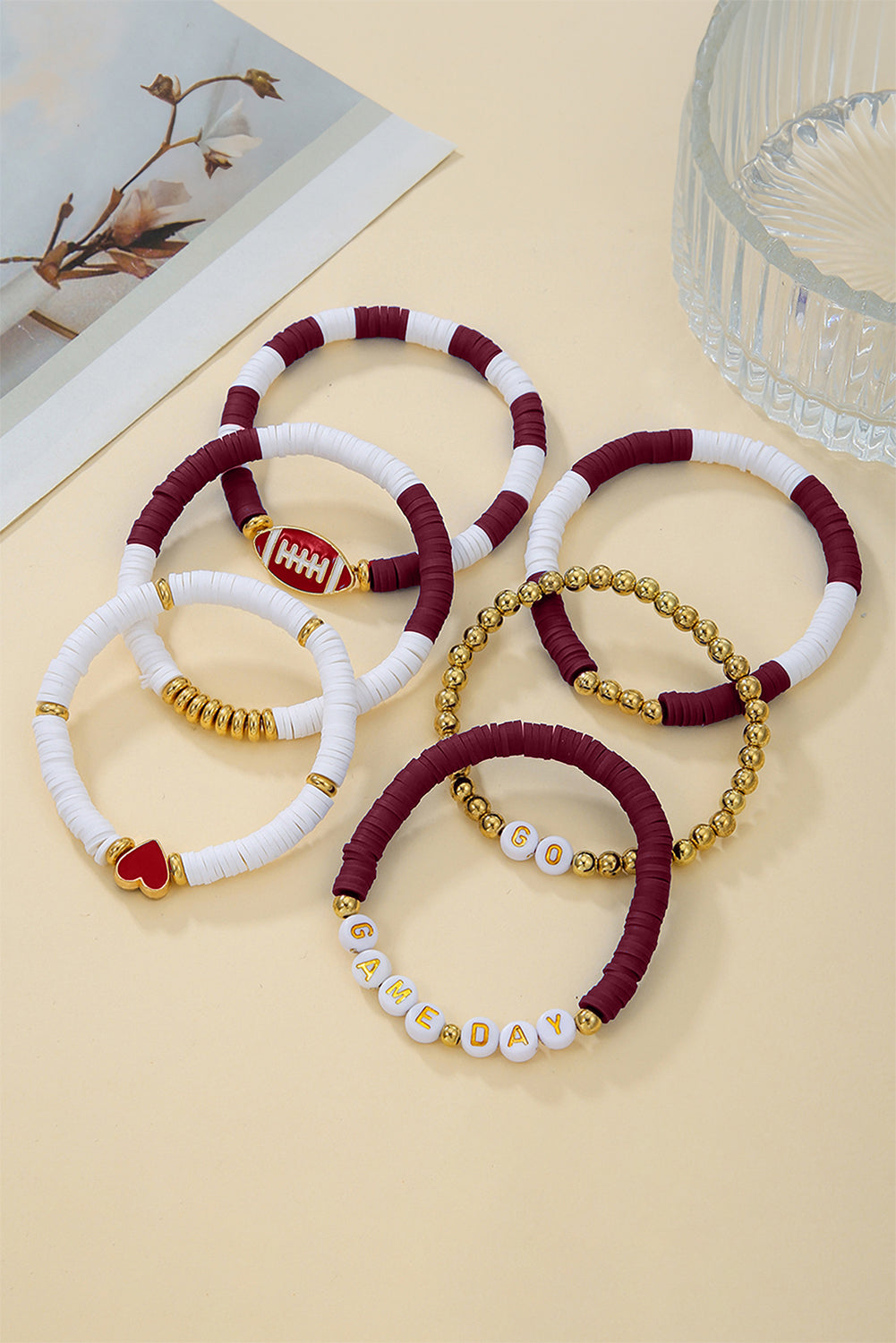 Go Game Day Football Beaded Bracelet Set
