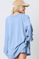 Sky Blue Corded Lantern Sleeve Pullover Ruffle Mini Skirt Set