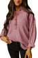 Pink Waffle Patchwork Drop Sleeve Henley Top