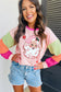 Pink Casual Colorblock Santa Claus Graphic Sweatshirt