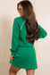 Dark Green Contrast Piping Crewneck Pullover Mini Skirt Set