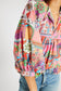 Multicolour Boho Floral Tie V Neck Pleated Blouse