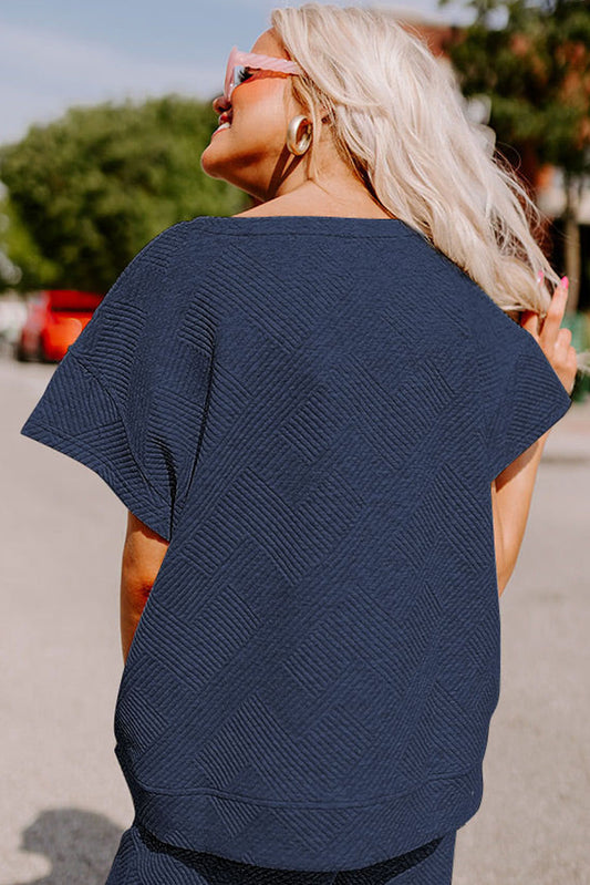 Textured Lounge Set – Relaxed Fit Tee & Drawstring Pants