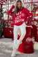 Red Let It Snow Christmas Dotty Sleeve Loose Sweater