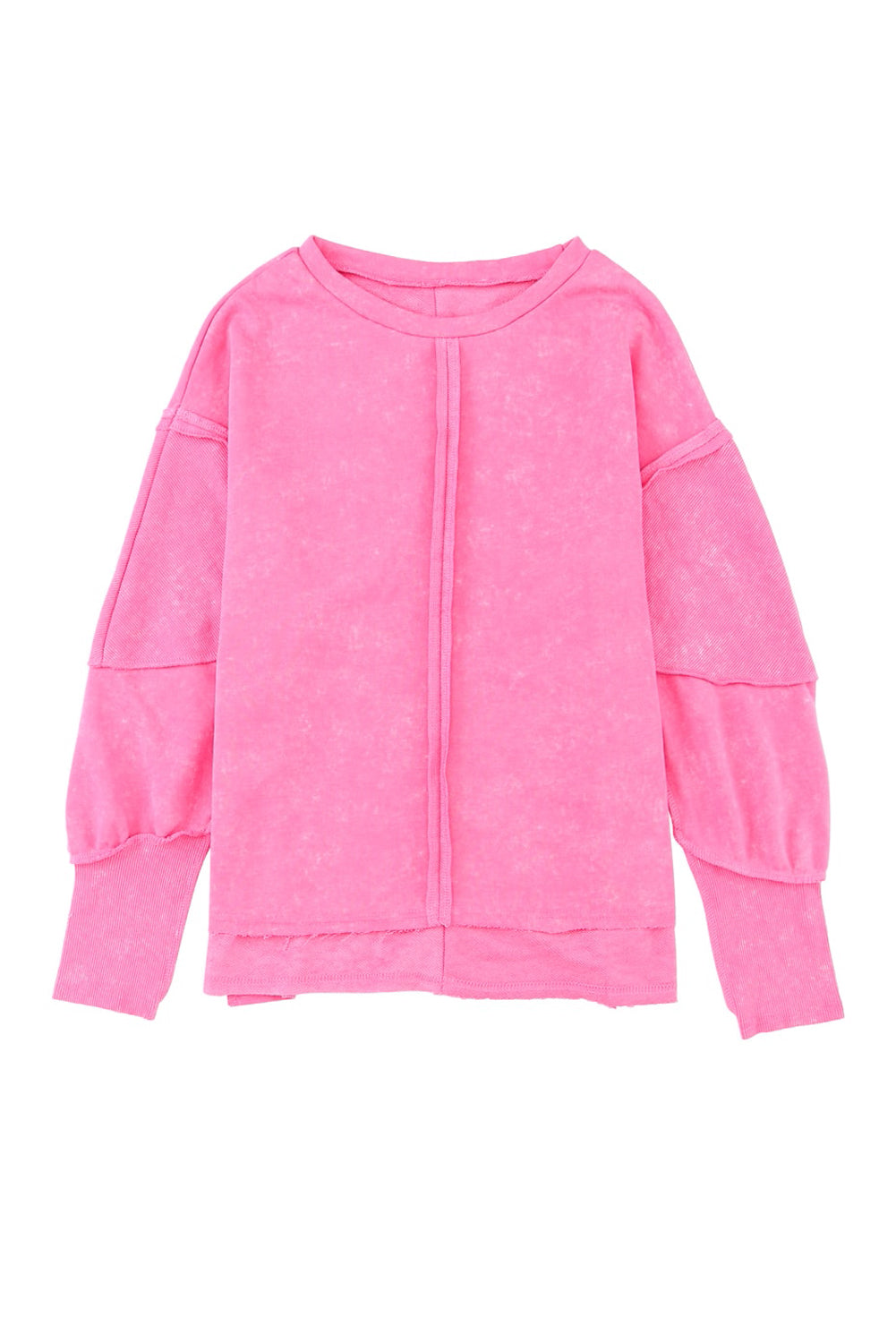 Rose Drop Sleeve Exposed Seam Pullover Sweatshirt