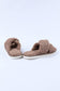 Brown Teddy Fur Cross Straps Home Slides Shoes