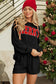 Black Corded Merry Graphic Long Sleeve Top and Shorts Set