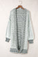 Rose Plaid Contrast Trim Casual Knit Long Cardigan