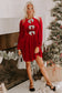 Fiery Red Bowknot Decor High Waist Velvet Mini Dress