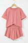 Two Piece Cropped Tee and Ruffle High Waist Skort Set