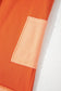Orange Two-tone Short Sleeve V-Neck Patched Pocket Loose Romper