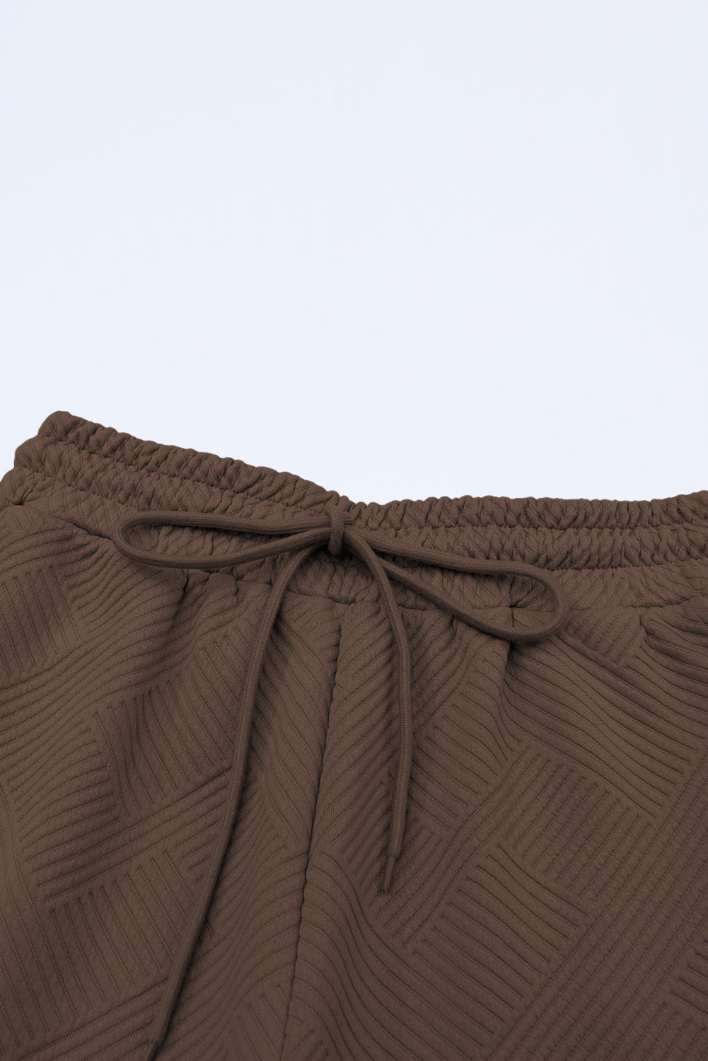 Brown Textured Loose Fit T-Shirt and Drawstring Pants Set