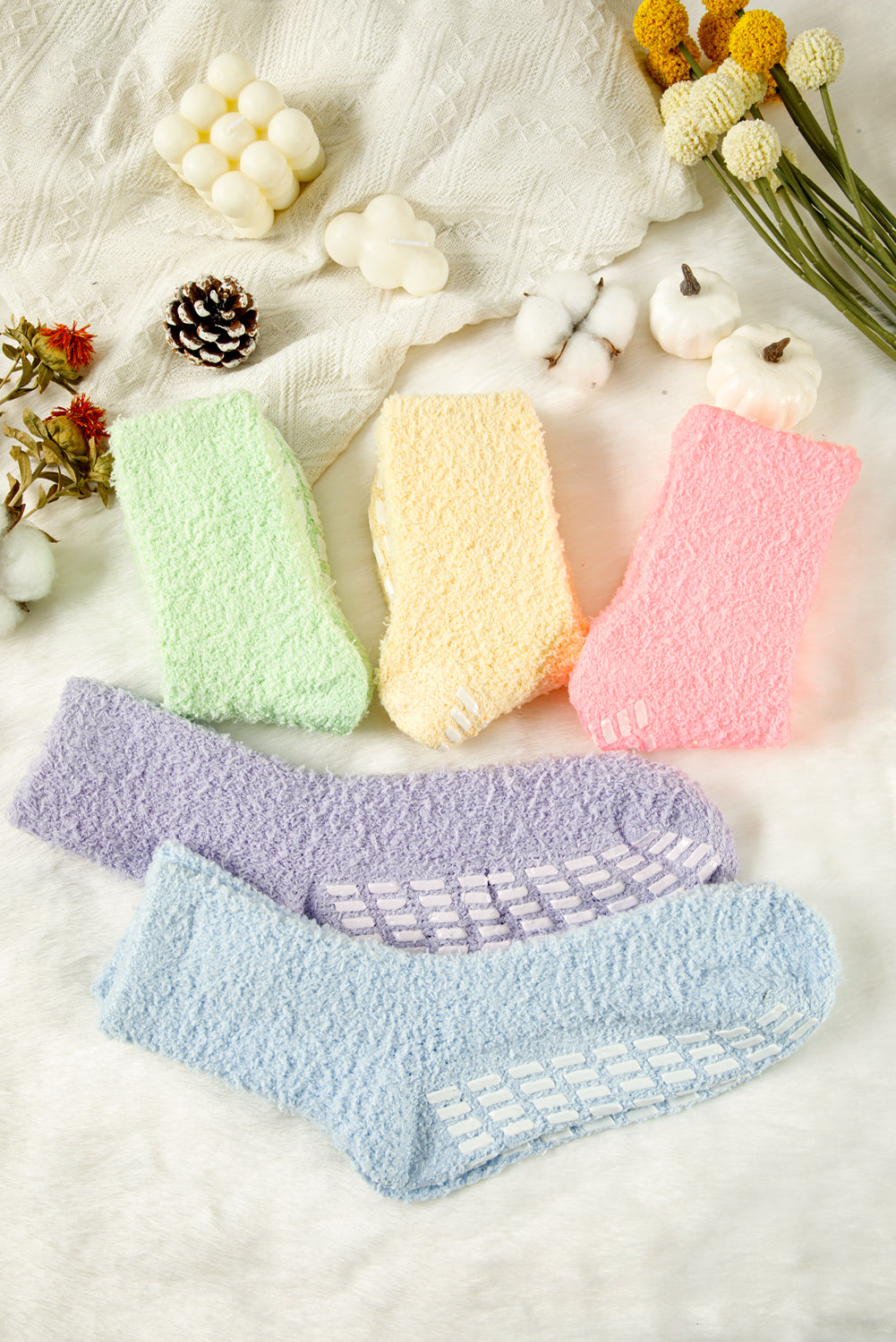 Multicolor Non-Slip Cozy Fuzzy Socks Set