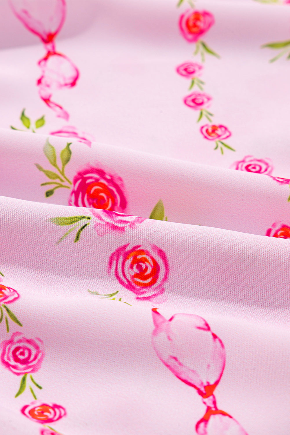 Pink Floral Print Half Zip Drawstring Hoodie