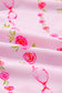 Pink Floral Print Half Zip Drawstring Hoodie