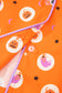 Orange Halloween Print Lapel Shirt and Pants Pajama Set