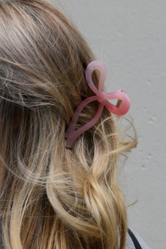 Pink Long Tail Bow Knot Shape Hair Claw