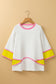 White Colorblock 3/4 Sleeve Relaxed Top