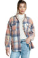 Gold Flame & Grey Plaid Button Up Collared Flannel Shacket