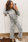 Brown Boots Print Long Sleeve Top and Drawstring Pants Pajama Set