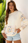 Beige Geo Pattern Patchwork Hoodie with Kangaroo Pocket