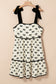 White Contrast Bow-Trimmed Knotted Shoulder Mini Dress