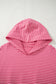 Rose Stripe Thumbhole Side Slits Drop Shoulder Loose Fit Hoodie
