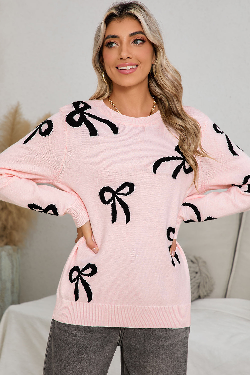 Blush Bow Knit Sweater