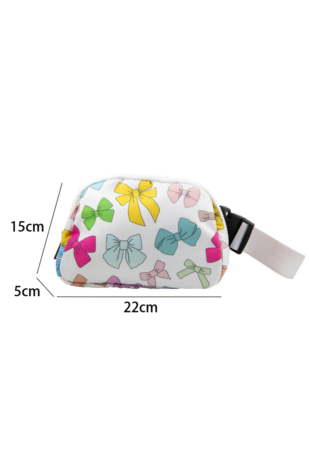 White Colorful Bowknot Printed Buckle Strap Crossbody Bag