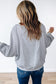 Light Grey Waffle Patchwork Long Sleeve Pullover Top