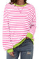 Striped Contrast Trim Drop Shoulder Sweatshirt