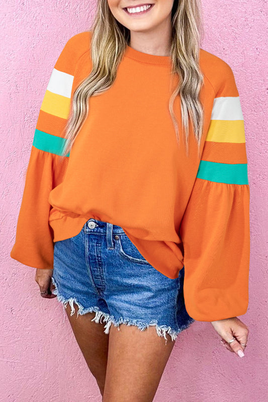 Flamingo Color Block Exposed Seam Raglan Sleeve Top